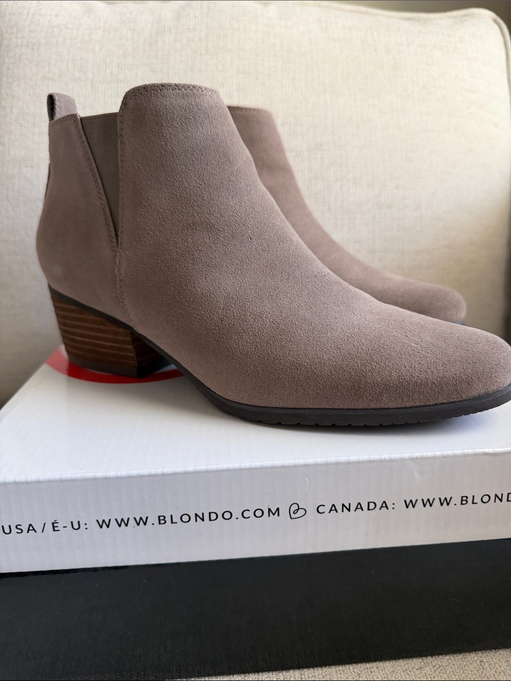 Blondo Ida Ankle Boots in Mushroom Suede